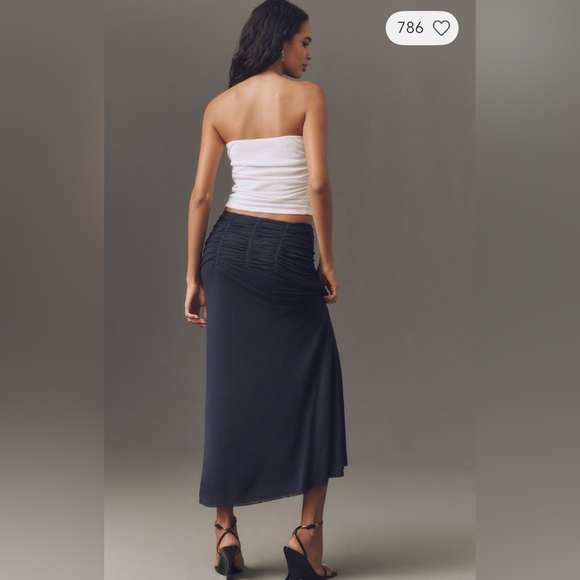 Maeve Ruched Yoke Column Maxi Skirt - Picture 4 of 5
